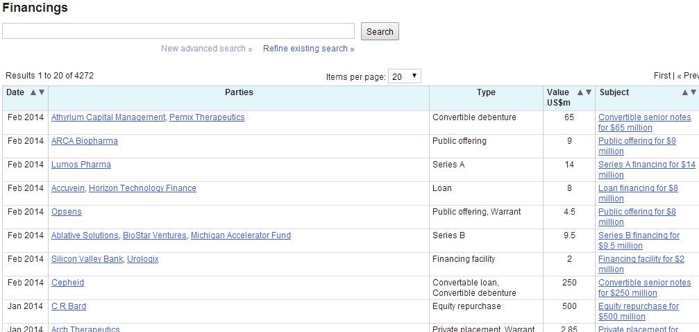 Financing page screenshot